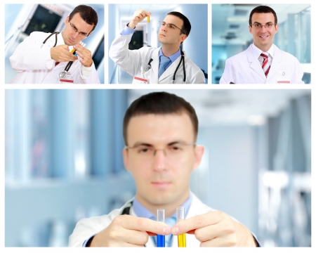Set  collage  of young  doctor   in Hospital  の写真素材