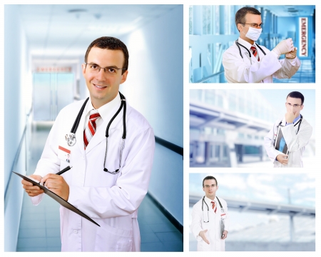 Set  collage  of young  doctor   in Hospital  の写真素材