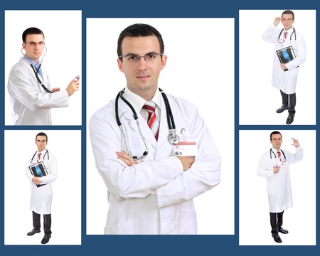 Set  collage  of doctor  Isolated over white background の写真素材
