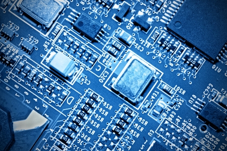 Close-up of electronic circuit board. Macro.