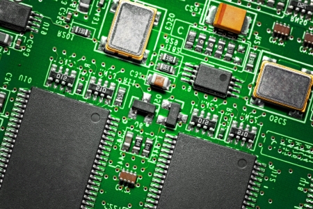 Close-up of electronic circuit board. Macro.