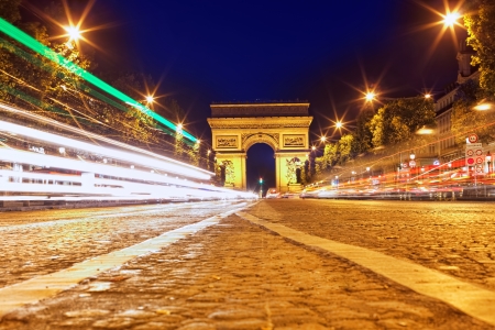 Evening on Champs-Elysees in front of Arc de Triomphe.Paris. Franceの写真素材