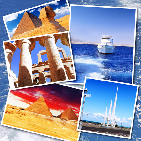 Collage of beautiful Egypt . Africaの写真素材