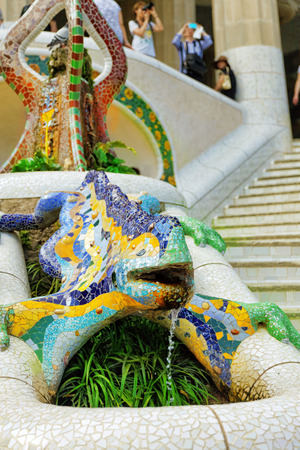 Gorgeous and amazing Park Guel in Barcelona. の写真素材