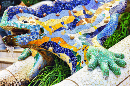 BARCELONA, SPAIN - SEPT 02,2014 :Gorgeous and amazing Park Guel in Barcelona. In 1984 park has been declared UNESCO by the World heritage of mankind. Park Guell (1914) is the famous architectural town art designed by Antoni Gaudi. Event September 02, 2014のeditorial素材