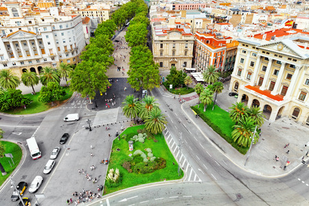 Panorama on Barcelona city from Columbus monument.Barcelona. Spainのeditorial素材