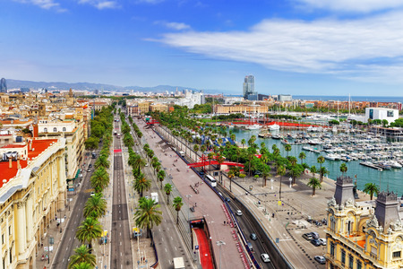 Panorama on Barcelona Seaport  from Columbus monument.Barcelona. Spainのeditorial素材