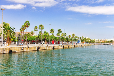 Panorama on Barcelona Seaport .Barcelona. Spainのeditorial素材