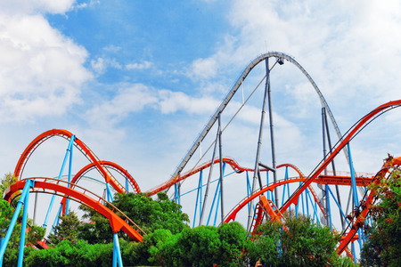 Roller Coaster in fun amusement  park.のeditorial素材