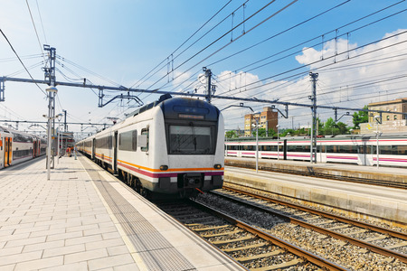 Suburban railway train at the railways station .