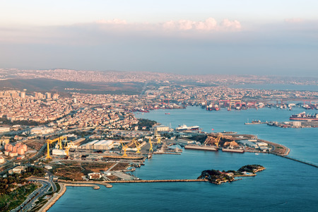 View on Istambul from airplane near Airport.Turkeyのeditorial素材