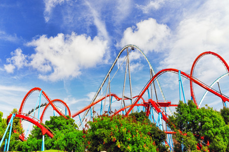 Roller Coaster in fun amusement  park.のeditorial素材