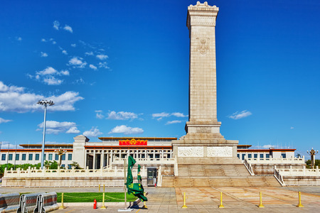 Monument to the People's Heroes on Tian'anmen Square - the third largest square in the world, Beijing,China.のeditorial素材