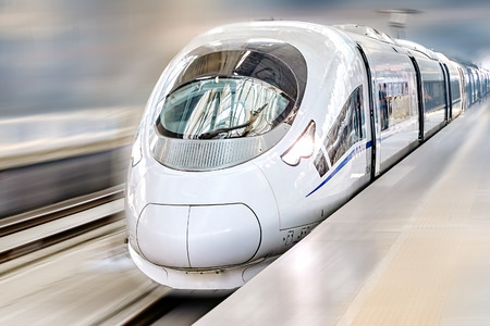 Modern Hi-Speed  Passenger Train. Motion effect.