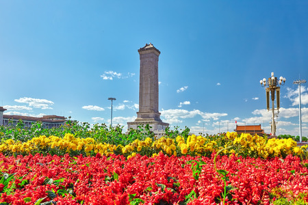 Monument to the People's Heroes on Tian'anmen Square - the third largest square in the world, Beijing,China.のeditorial素材
