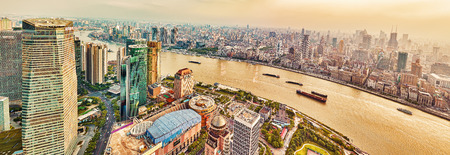 BEIJING, CHINA - MAY 24, 2015 :Beautiful Panorama view on skyscrapers, waterfront , city building of Shanghai, China.のeditorial素材