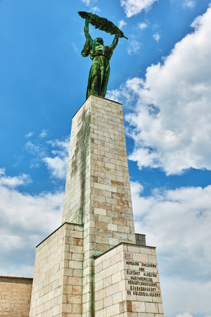 Statue of Liberty on Gellert hill in Budapest at summer day. Hungury.のeditorial素材