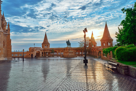 View on the Old Fishermen Bastion in Budapest at morning time. Hungary.のeditorial素材