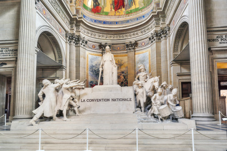 Inside, interior of French Mausoleum for Great People of France - the Pantheon in Paris. Monument La Convention Nationale.のeditorial素材