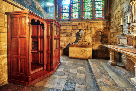 Interior of one of the oldest Cathedrals in Europe- Notre Dame de Paris. France.のeditorial素材