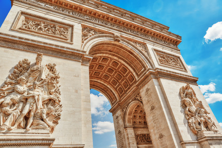 Moldings and decorations on the Arc de Triomphe in  Paris. France.