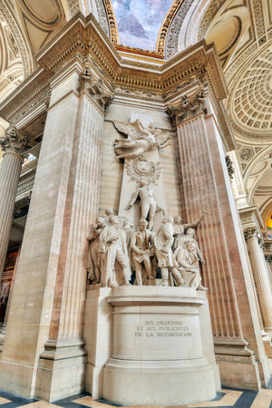 Inside, interior of French Mausoleum for Great People of France - the Pantheon in Paris.のeditorial素材