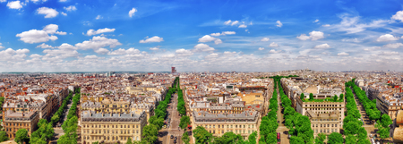 Beautiful panoramic view of Paris from the roof of the Triumphal Arch. France.のeditorial素材