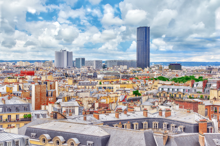 Beautiful panoramic view of Paris from the roof of the Pantheon. View of the Montparnasse tower.の写真素材