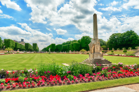 PARIS, FRANCE - JULY 08, 2016 : Luxembourg Palace and park in Paris, the Jardin du Luxembourg, one of the most beautiful gardens in Paris. France.のeditorial素材