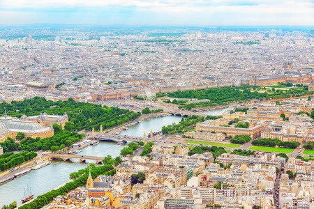 Panorama of Paris view from the Eiffel tower. View of the Seine. France.の写真素材