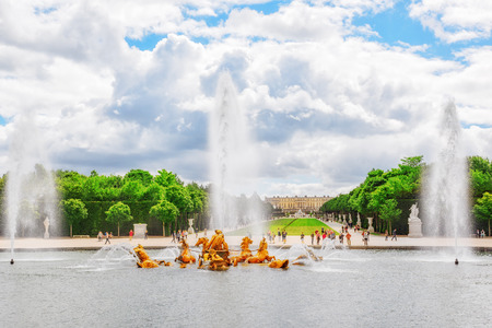 VERSAILEES, FRANCE- JULY 02, 2016 : Fountain of Apollo in a beautful and Famous Gardens of Versailles (Chateau de Versailles).