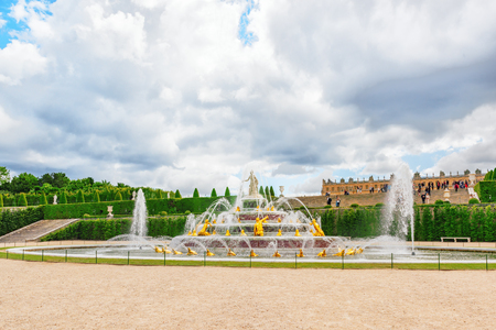 VERSAILEES, FRANCE- JULY 02, 2016 : Latona Fountain Pool, opposite the main building of the Palace of Versailles, created  by Sun-King Louis XIV.のeditorial素材