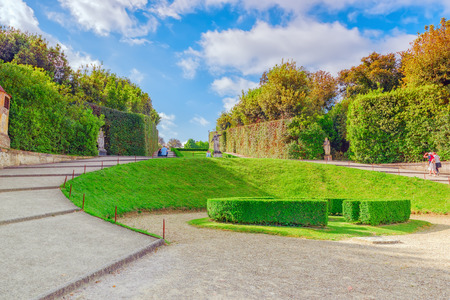FLORENCE, ITALY- MAY 14, 2017:  Boboli Gardens (Giardino di Boboli)  in Florence - city of the Renaissance on Arno river. Italy.のeditorial素材