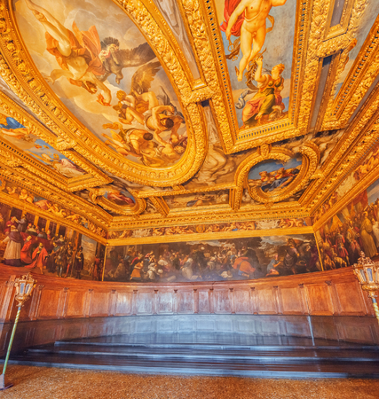 VENICE, ITALY - MAY 12, 2017 : Indoor view of apartament  St. Mark's Cathedral (Basilica di San Marco) with beautiful decoration of the internal chambers. Italy.のeditorial素材