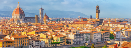 Beautiful landscape above, panorama on historical view of the Florence from  Piazzale Michelangelo point. Italy.のeditorial素材