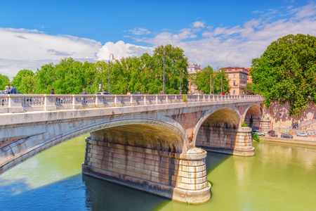 ROME, ITALY - MAY 08, 2017 :People on Regina Margherita Bridge (Ponte Regina Margherita) in centre of Rome. Italy.のeditorial素材