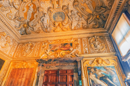 VENICE, ITALY - MAY 12, 2017 : Indoor view of apartament  St. Mark's Cathedral (Basilica di San Marco) with beautiful decoration of the internal chambers. Italy.のeditorial素材