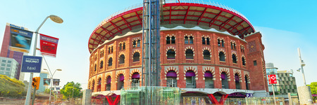 Barcelona, Spain- June 12, 2017: PURA BRASA Arenas de Barcelona with shopping centers, shops, and cafes and restaurants.のeditorial素材