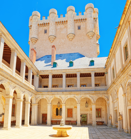 Segovia, Spain - June 07, 2017 : Inside Alcazar of Segovia (literally, Segovia Fortress) is a castle, located in the ancient city Segovia, Spain.のeditorial素材
