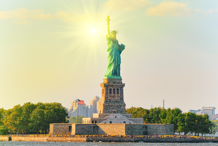 Statue of Liberty (Liberty Enlightening the world) near New York and Manhattan. USA.のeditorial素材
