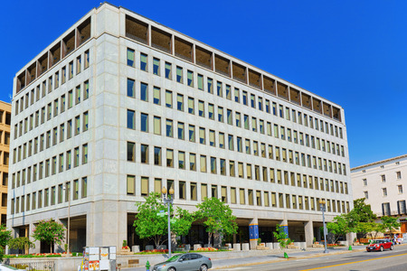 Washington, DC, USA - September 10,2017 : Urban cityscape of Washington, DC.White House Federal Credit Union.のeditorial素材