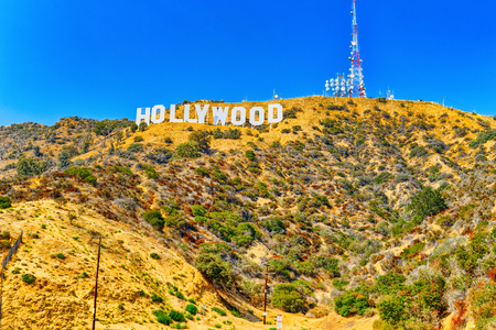 Los Angelos, California, USA - September 05, 2018: Inscription Hollywood on the Hollywood Hills in Los Angeles.のeditorial素材