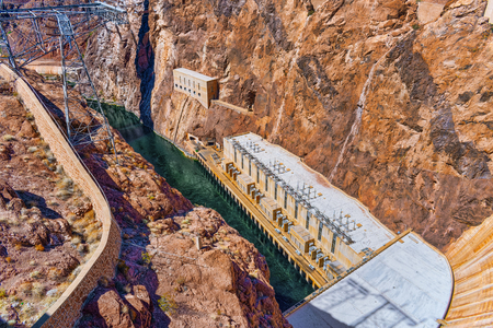 Famous and amazing Hoover Dam at Lake Mead, Nevada and Arizona Border, USA.のeditorial素材