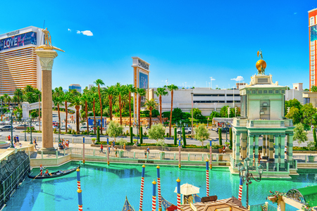 Las Vegas, Nevada, USA - September 16, 2018: Main street of Las Vegas is the Strip. Casino, hotel and resort Venetian.のeditorial素材