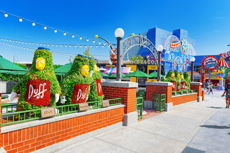 Los Angelos, California, USA - September 07, 2018: World famous park Universal Studios in Hollywood.The Simpsons Area.のeditorial素材