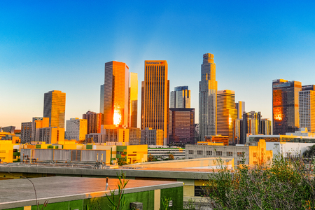 Los Angelos, California, USA - September 08, 2018: View of the Downtown of LA in the evening, before sunset time.のeditorial素材