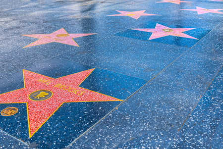 Los Angelos, California, USA - September 05, 2018: Hollywood Walk of Fame in Hollywood Boulevard.のeditorial素材