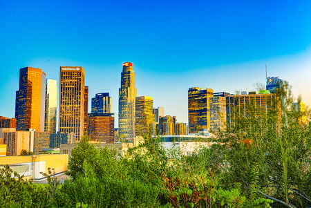 Los Angelos, California, USA - September 07, 2018: View of the Downtown of LA in the evening, before sunset time.のeditorial素材
