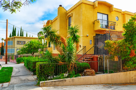 Urban views of the Beverly Hills area and residential buildings on the Hollywood hills. USA.の写真素材