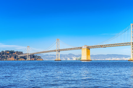 San Francisco, California, USA - September 09, 2018: Oakland Bay Bridge. Ocean Quay in the north of San Francisco.のeditorial素材